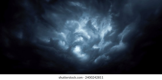 Dramatic sky with storm clouds before rain. Panoramic view of the stormy sky and dark clouds.  Concept on the theme of weather, natural disasters, typhoon. - Powered by Shutterstock