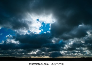 Dramatic sky with sun rays