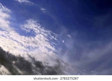 Dramatic Sky with Sunlight and Clouds. A dynamic sky with layered clouds and sunlight filtering through, showing atmospheric depth and natural contrast, perfect for editorial and background use.