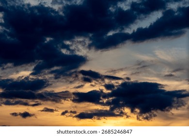 dramatic sky at sunset clouds