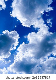 dramatic sky with thick clouds against blue sky