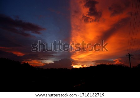 Dramatic sky visual from ooty, India ,a rare evening sky seperates into two parts 