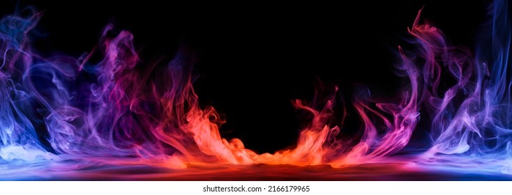 Dramatic smoke and fog in contrasting vivid red, blue, and purple colors. Vivid and intense abstract background or wallpaper. - Shutterstock ID 2166179965