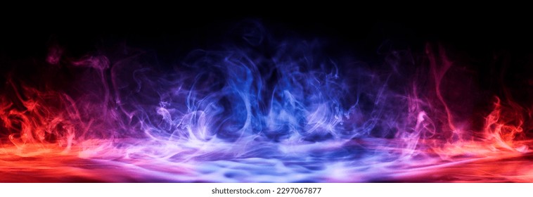 Dramatic smoke and fog in contrasting vivid red, blue, and purple colors. Vivid and intense abstract background or wallpaper. - Powered by Shutterstock