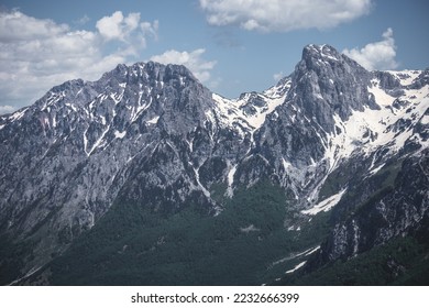 Dramatic snow-capped mountains in the Albanian Alps near the rural villages of Theth and Valbona. - Powered by Shutterstock