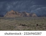 Dramatic Storm Clouds gather behind Tabernacle Dome in Zion National Park near Kolob Terrace Road_0688