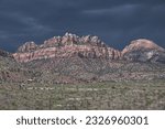 Dramatic Storm Clouds gather behind Tabernacle Dome in Zion National Park near Kolob Terrace Road_0690