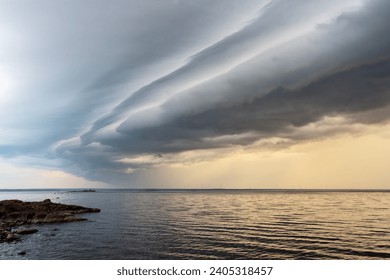 Dramatic storm clouds over the sea