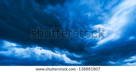 Dramatic storm cloudscape, with strange cloud shapes