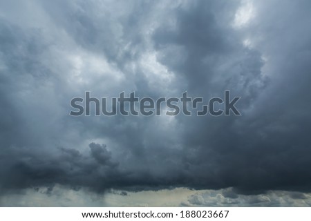 Dramatic storm cloudscape, with strange cloud shapes and rain