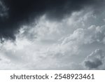 Dramatic storm fluffy cloud sky. Rainy season. Cloudscape background. Pollution, PM 2.5, Carbon dioxide and environment problems concept. Halloween, scary scene thunderstorm and rainy season backdrop.