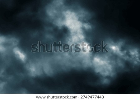 Dramatic storm fluffy cloud sky. Rainy season. Cloudscape background. Pollution, PM 2.5, Carbon dioxide and environment problems concept. Halloween, scary scene thunderstorm and rainy season backdrop.