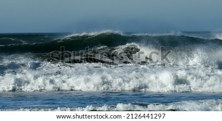 Dramatic storm surf near Westport Jetty and Westhaven State Park, Grays Harbor, Washington
