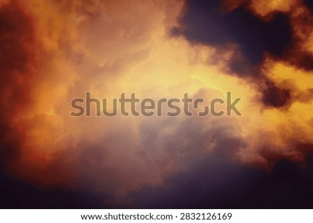 Dramatic stormy clouds background featuring dark thunderclouds, atmospheric lighting and soft misty formations. This cinematic sky texture combines moody cloudscapes, glowing highlights and deep shadows to create a powerful and emotional visual atmosphere. Ideal for fantasy artwork, concept art, book covers, movie posters, wallpapers, presentations, digital compositions, advertising materials and creative design projects. The dynamic cloud formations evoke mystery, drama, weather phenomena and epic cinematic scenery. High-quality cloudscape background suitable for artistic, fantasy, spiritual, celestial and atmospheric visual applications.