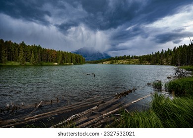 Dramatic Stormy Clouds over Cascade Mountain - Johnson Lake Banff National Park Alberta Canada  - Powered by Shutterstock