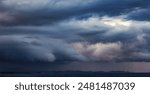 Dramatic Stormy Cloudy Morning over Alaska Coast. Nature Background Panorama.