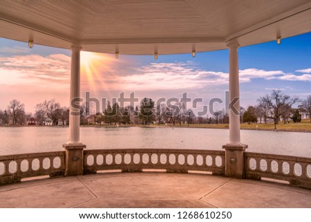 Dramatic Sun ray burst at (Upper Onondaga Park) in The City of Syracuse, Upstate New York.