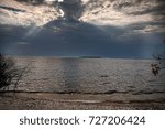 Dramatic sun rays on Green Bay in Peninsula State Park. Wisconsin.
