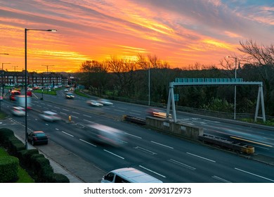 Dramatic Sunrise Over North Circular Road In London, UK