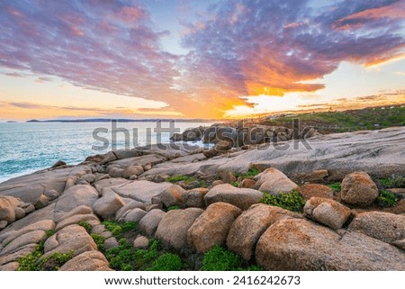 Dramatic sunset above the Encounter Bay, Port Elliot, South Australia