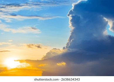 dramatic sunset among dense clouds