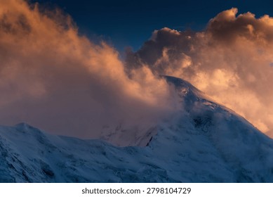 Dramatic Sunset Clouds Over Bayankol Peak, Central Tien Shan