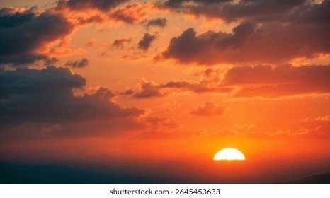 Dramatic Sunset with Glowing Clouds – Vibrant Sky and Golden Sunlight on the Horizon - Powered by Shutterstock - Get 15% off with code: PIKWIZARD15