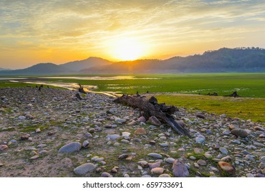 Dramatic Sunset In Jim Corbett National Park