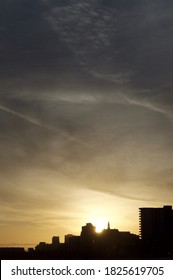 Dramatic Sunset Long Beach Skyline With Clouds