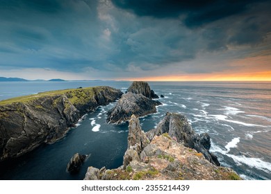 Dramatic Sunset at Malin Head, County Donegal, Ireland 