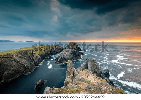 Dramatic Sunset at Malin Head, County Donegal, Ireland 