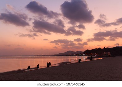 Dramatic sunset on the beach