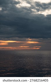Dramatic Sunset Over Calm Ocean Water