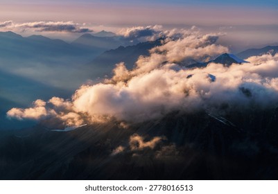 Dramatic Sunset Over the Central Tien Shan Mountain Range