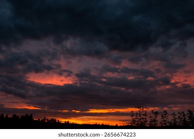  Dramatic Sunset Over Cloudy Horizon