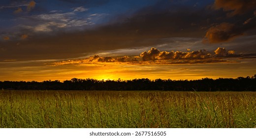 Dramatic sunset over a Florida marsh