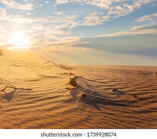 dramatic sunset over a hot sandy desert