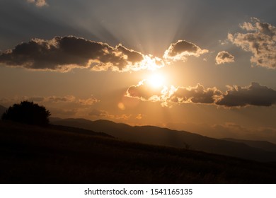 Dramatic sunset over the mountains.