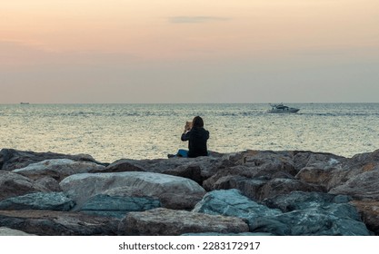 Dramatic sunset over the ocean