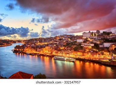 Dramatic sunset in Porto, Portugal