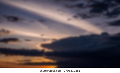 Dramatic Sunset Sky with Cloud Formations  Light Beams with Abstract Nature Background.