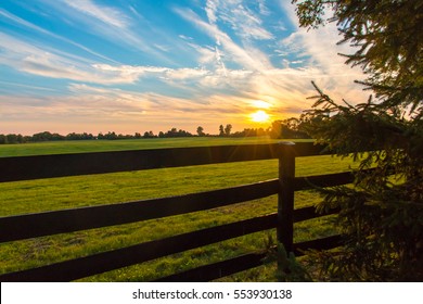 Dramatic Sunset Sky On Countryside Lens Stock Photo 553930138 ...