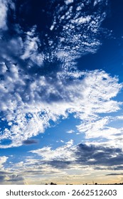 Dramatic sunset in the Sky through cumulus storm clouds,. Awesome epic landscape. Amazing vibrant colors, in Brazil