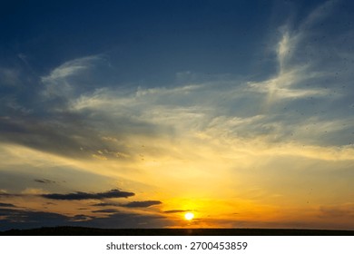 Dramatic sunset and sunrise sky.