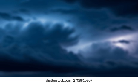 Dramatic thunderstorm clouds with lightning bolts Powerful with moody night sky.