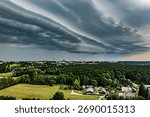 Dramatic thunderstorm clouds over city
