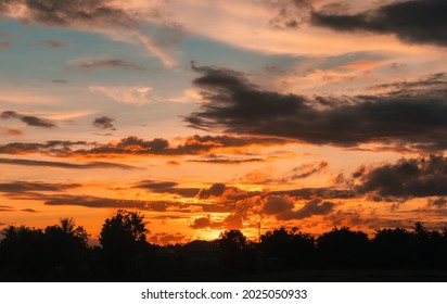 Dramatic twilight sky and cloud sunset background