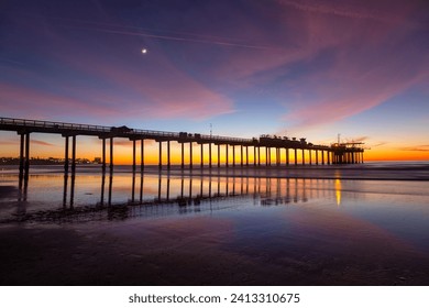 Dramatic Twilight Sky Colors Above Scripps Memorial Pier USCD Salk Institute of Oceanography La Jolla Pacific Ocean Coast San Diego Beach California USA - Powered by Shutterstock