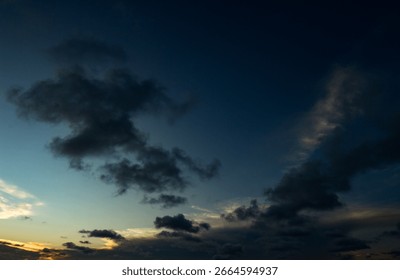 Dramatic twilight sky with dark clouds – Sunset and night transition