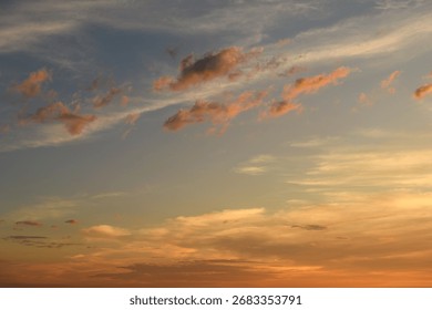 Dramatic twilight sky with glowing orange clouds above horizon. Great for sky backgrounds, evening, and landscape scenes. - Powered by Shutterstock - Get 15% off with code: PIKWIZARD15